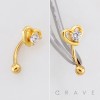 OPEN-HEART CZ 316L SURGICAL STEEL CURVED BARBELL/EYEBROW